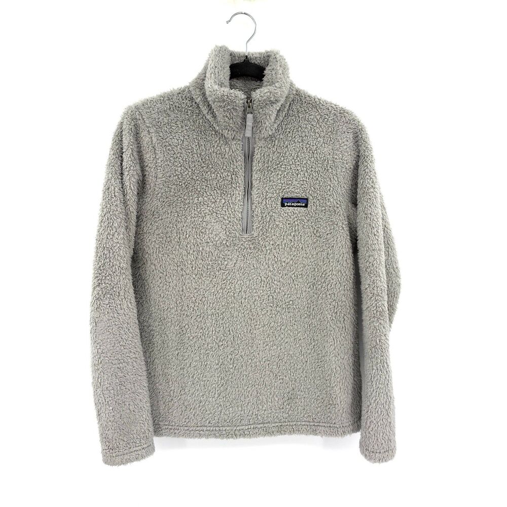 PATAGONIA Los Gatos Gray Sherpa Fleece 1/4 Zip Pullover Jacket Womens Size Small
